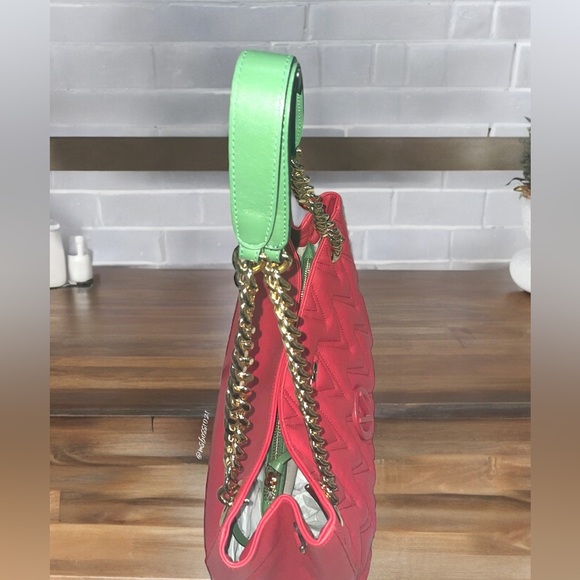 VALENTINO by Mario Valentino RARE Luisa Diamond Tote in Red/Green NWT - Picture 5 of 8